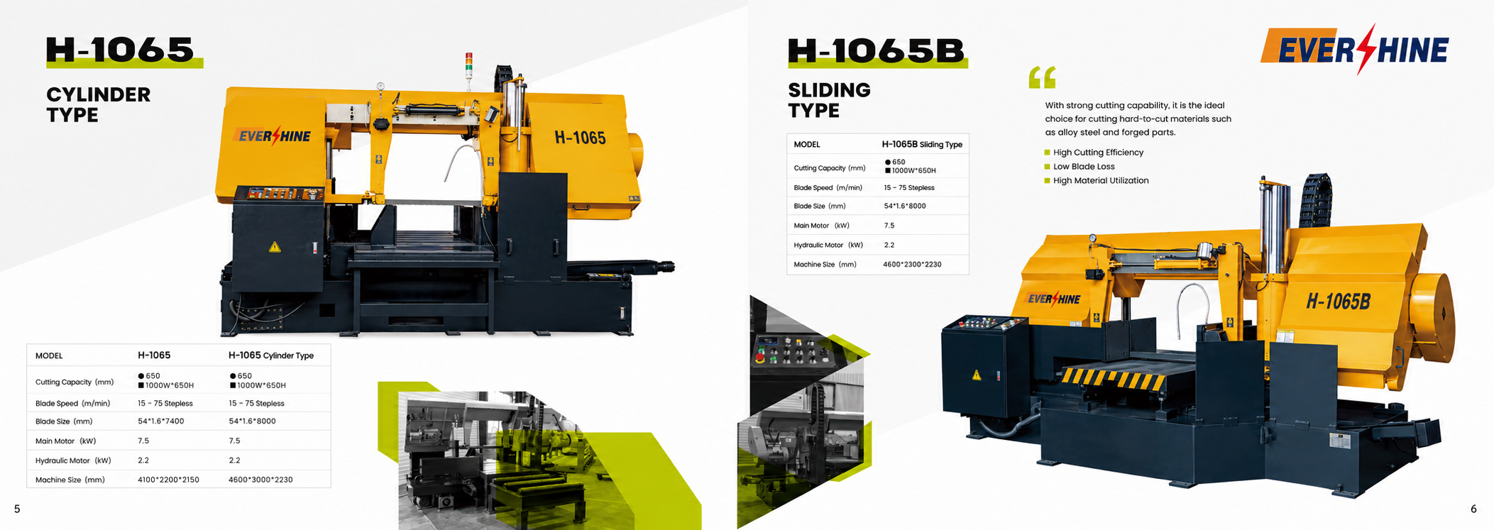 Evershine H-1065 and H-1065B Heavy Duty Band Saw Machines